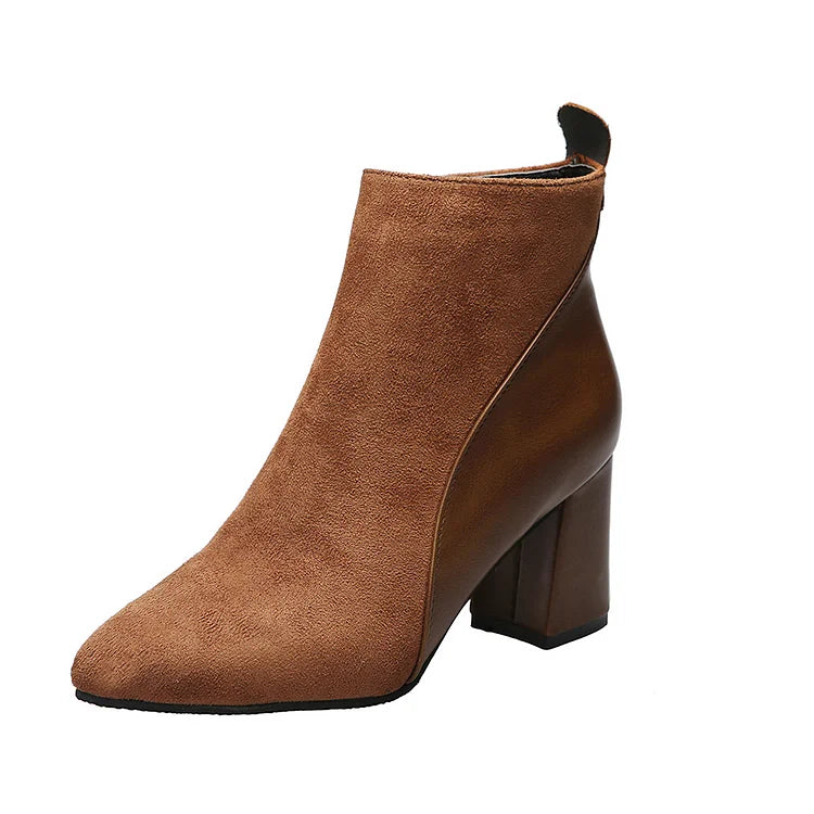 Botines patchwork chunky en punta con cremallera