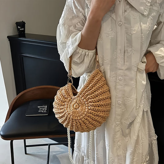Venere | Bolso Tote Trenzado con Correa de Cadena - Topo