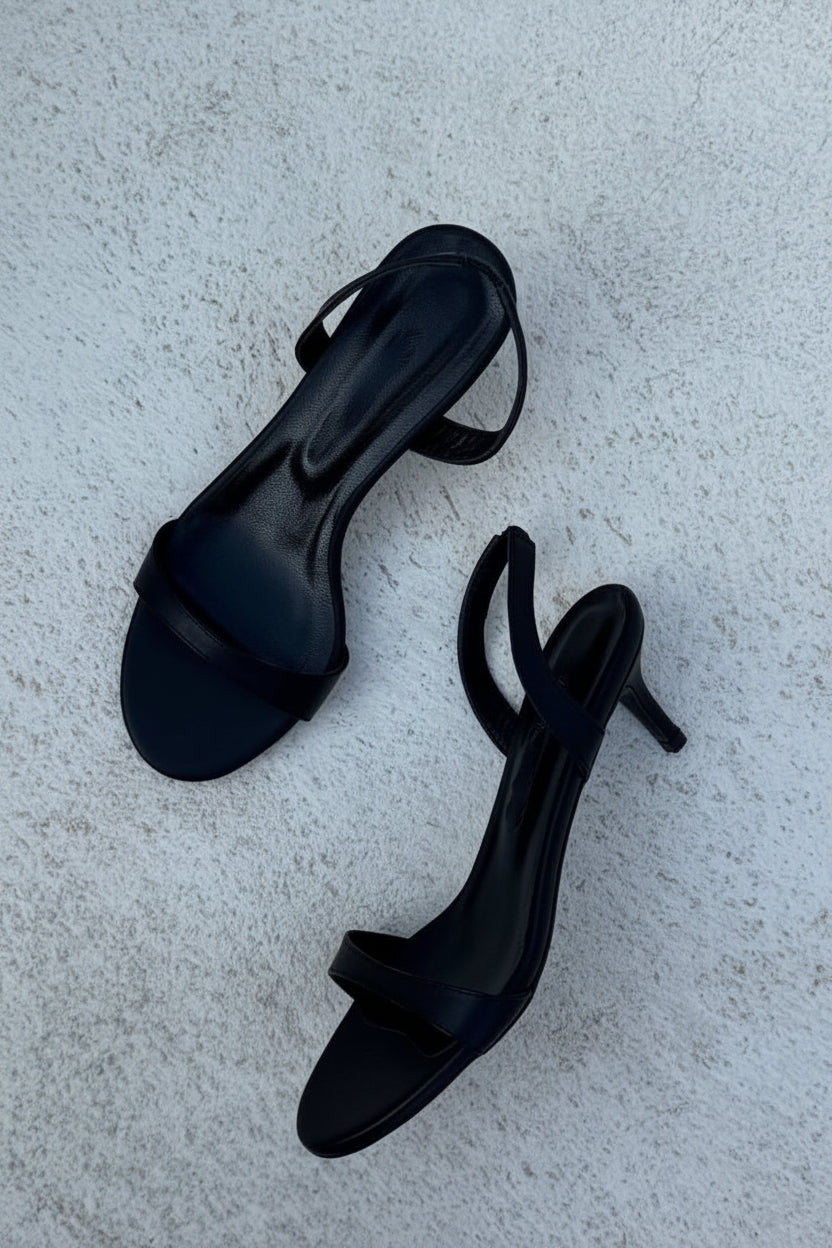 Sandalias de punta abierta de color liso con tacón de aguja