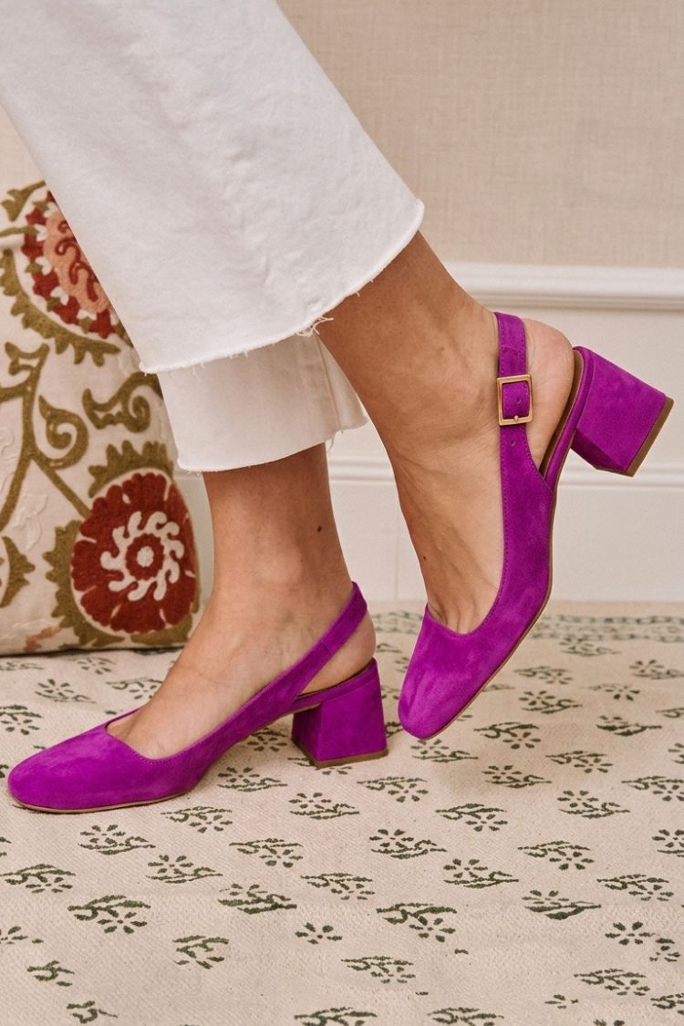 Tacones slingback esenciales chunky caqui de punta cuadrada con hebilla