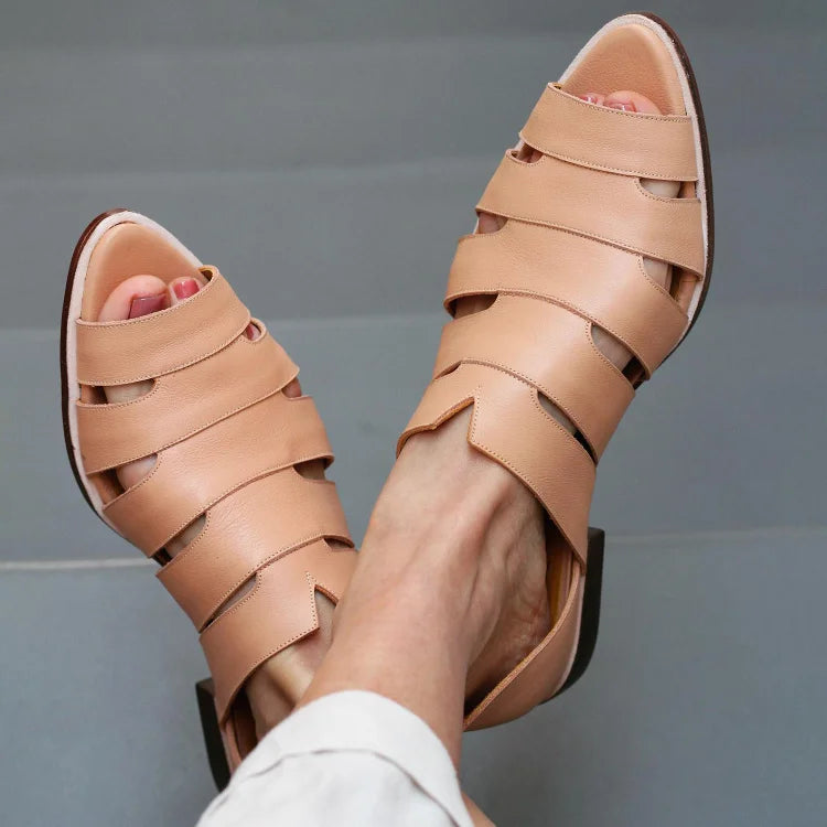 Bailarinas cut-out peep toe slip-on casual en punta