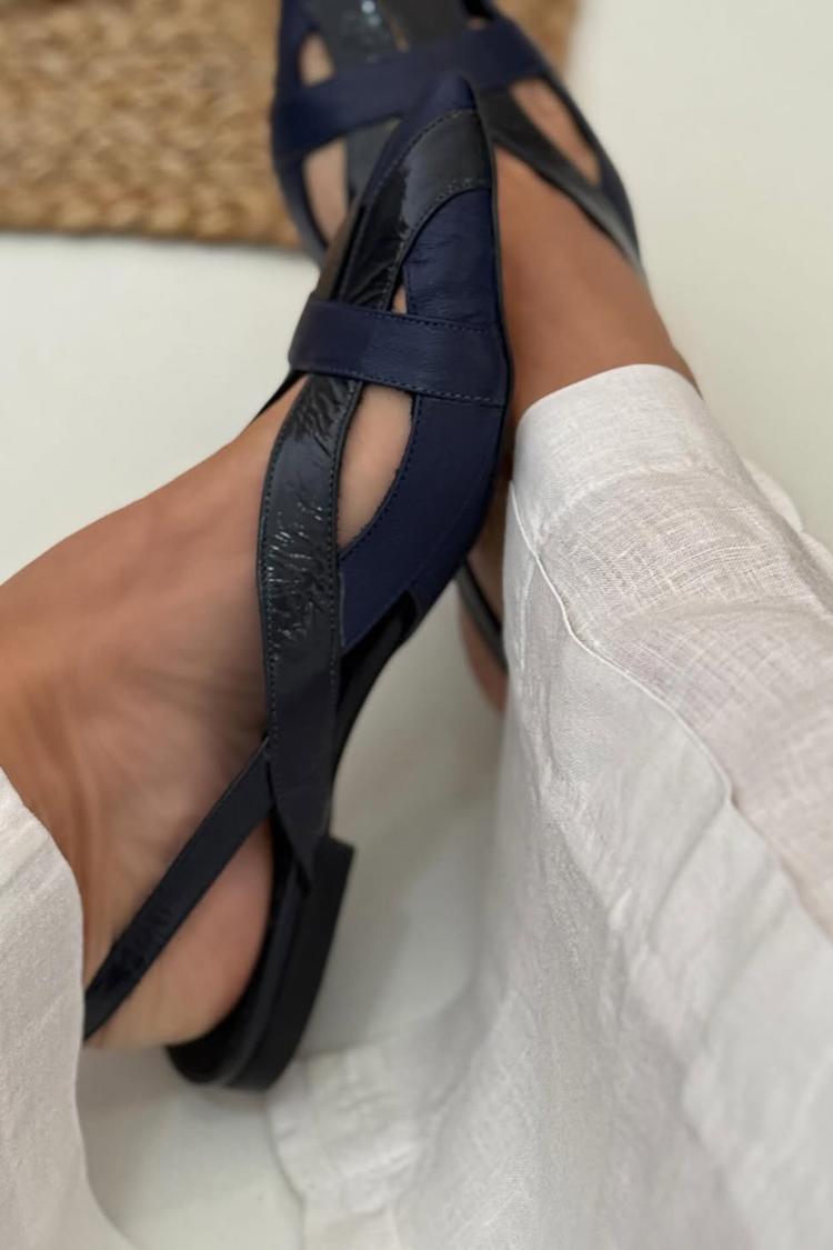 Bailarinas slingback cut-out patchwork Azul Marino en punta