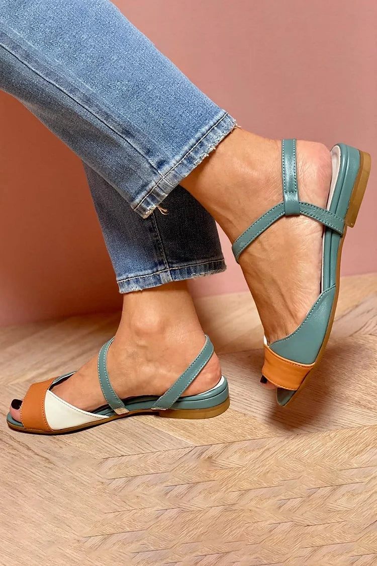 Sandalias slingback peep toe acolchadas color block