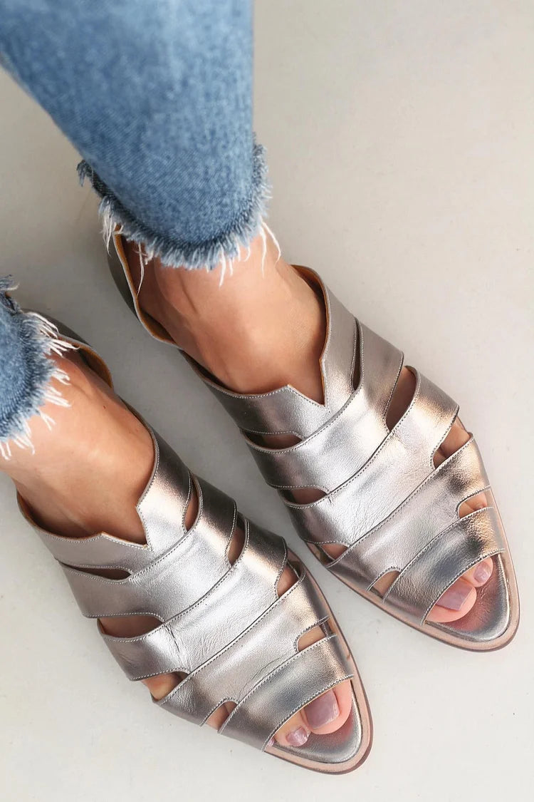 Bailarinas cut-out peep toe slip-on casual en punta