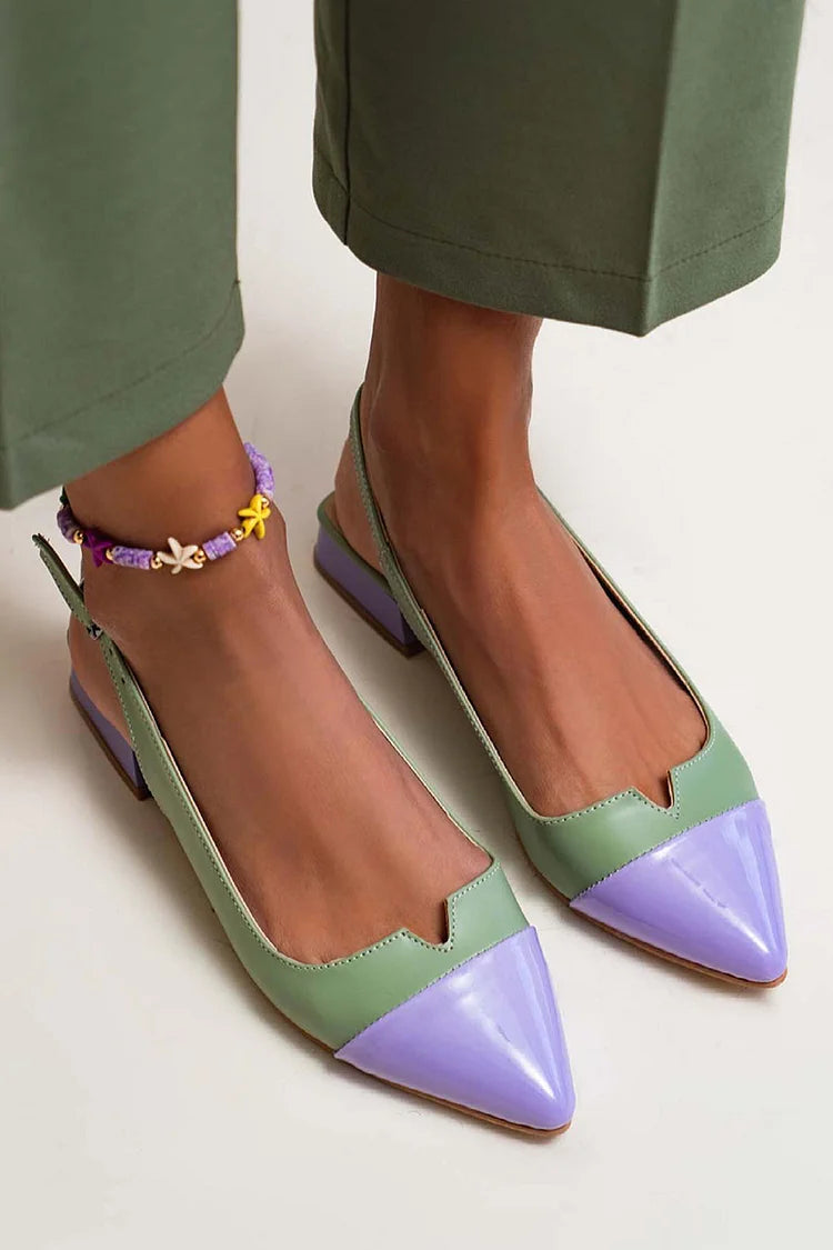 Bailarinas slingback cut-out color block en punta con hebilla