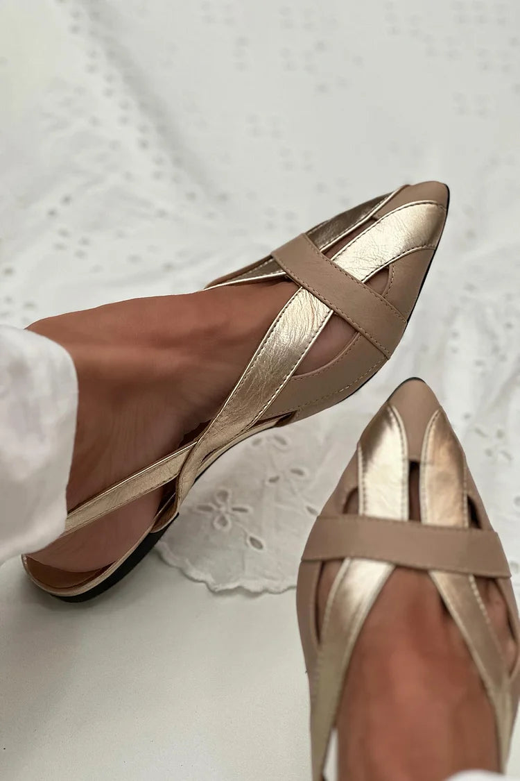 Bailarinas slingback cut-out oro en punta