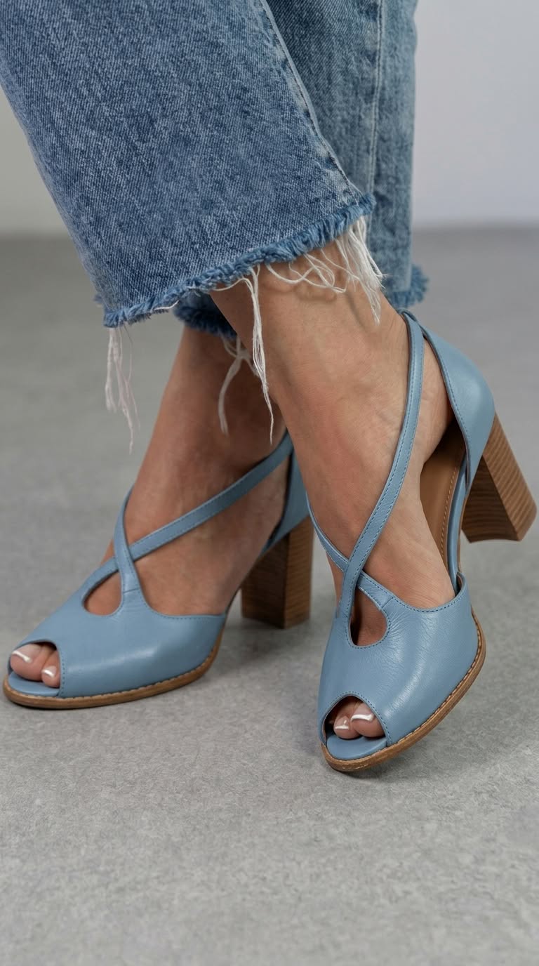 Sandalias elegantes Rosa Empolvado y Rosa en punta abierta con tiras cruzadas y tacón de bloque