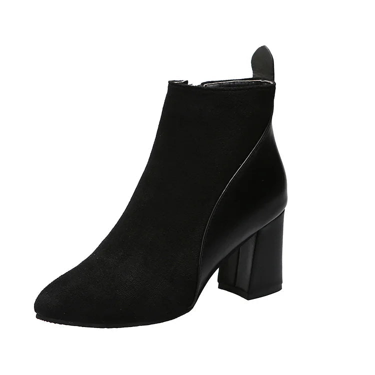 Botines patchwork chunky en punta con cremallera