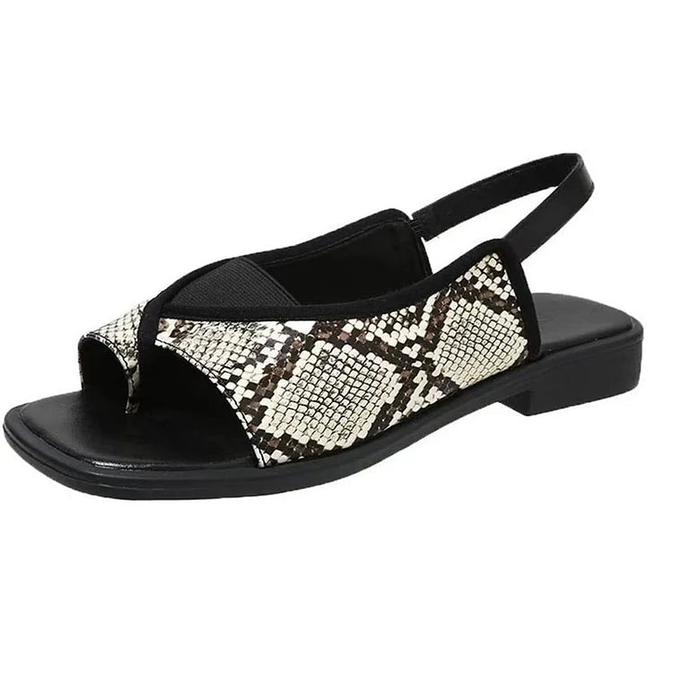 Sandalias slingback estampado leopardo patchwork de punta cuadrada