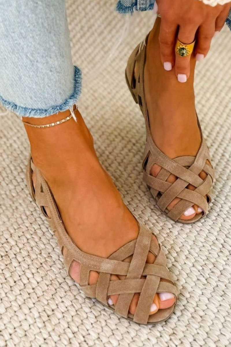 Sandalias de punta abierta trenzadas casual bajas con tiras cruzadas