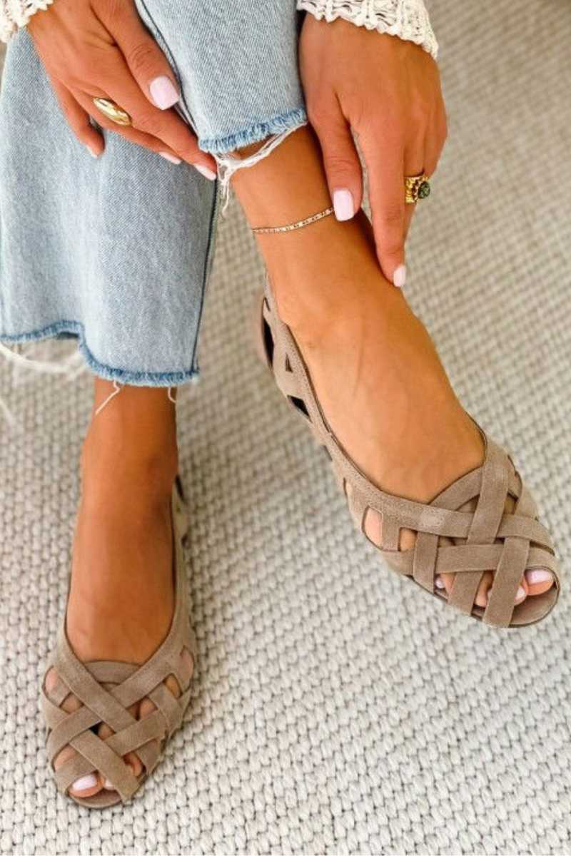 Sandalias de punta abierta trenzadas casual bajas con tiras cruzadas