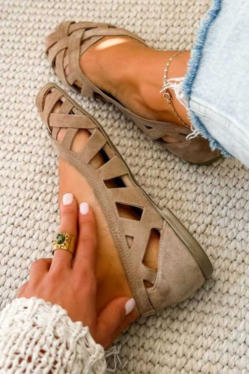 Sandalias de punta abierta trenzadas casual bajas con tiras cruzadas