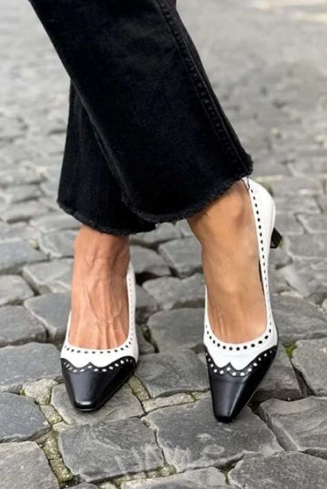 Tacones medios cut-out color block elegantes en punta