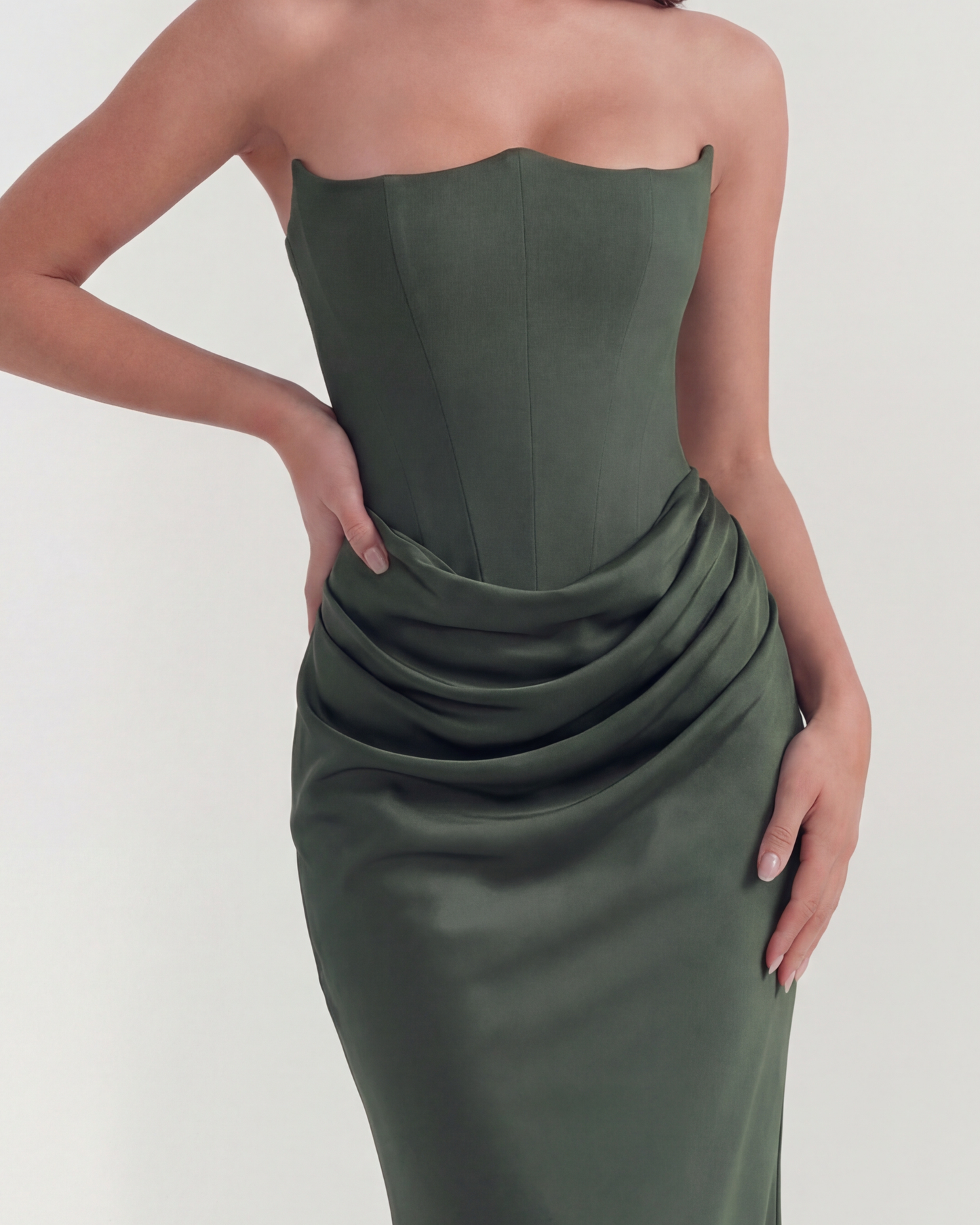 Vela | Vestido largo con corpiño moldeado sin tirantes