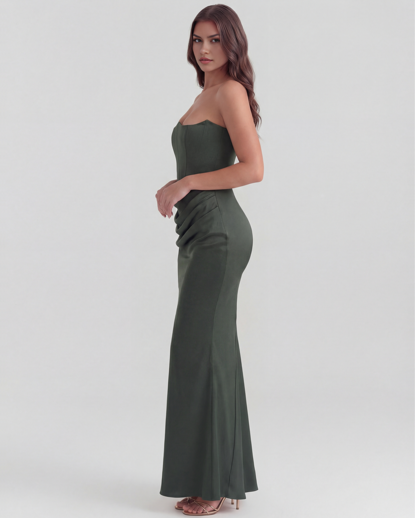 Vela | Vestido largo con corpiño moldeado sin tirantes