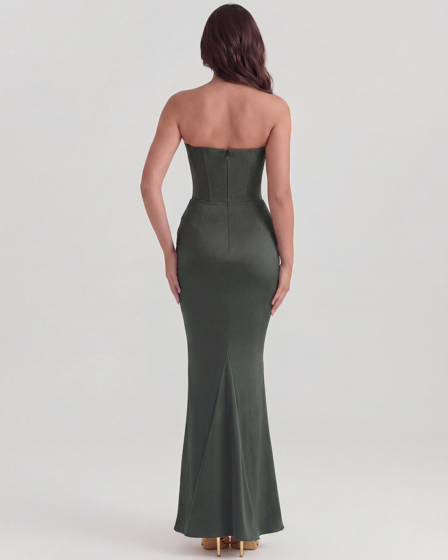 Vela | Vestido largo con corpiño moldeado sin tirantes