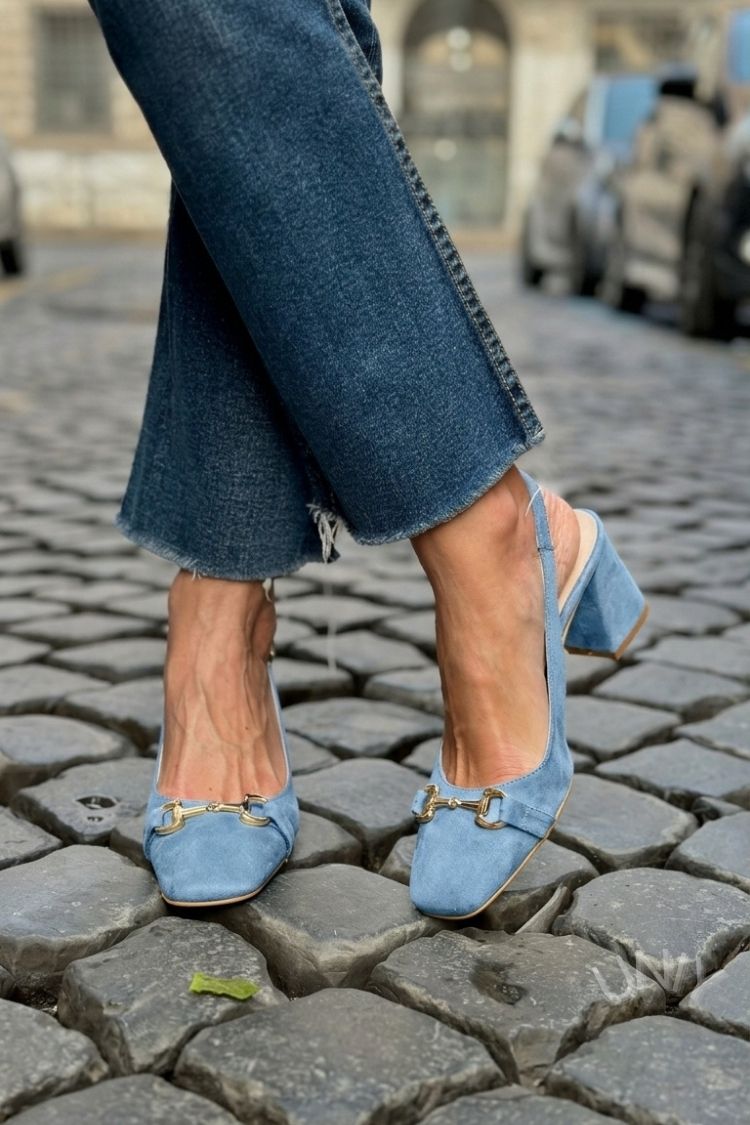 Tacones de bloque slingback de ante oliva