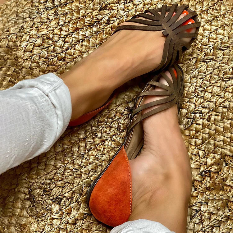 Bailarinas cut-out slip-on color block en punta redonda