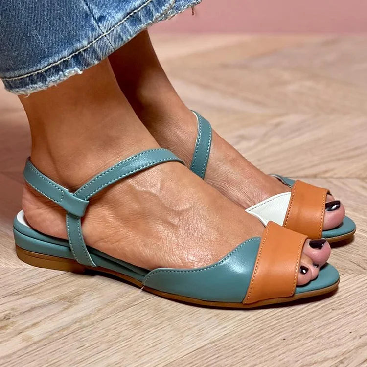 Sandalias slingback peep toe acolchadas color block