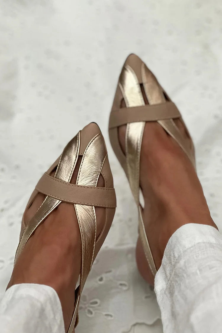 Bailarinas slingback cut-out oro en punta