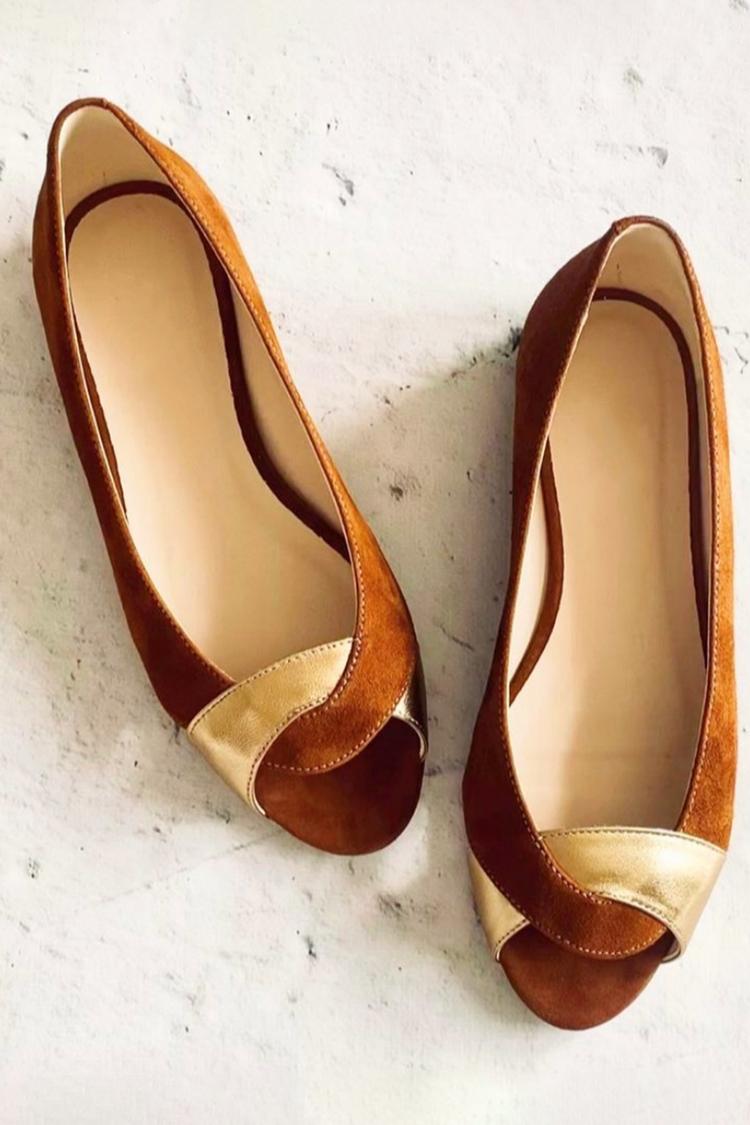 Sandalias de punta abierta color block casual marrón con banda retorcida