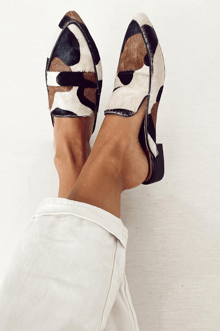 Mocasines patchwork de punta redonda