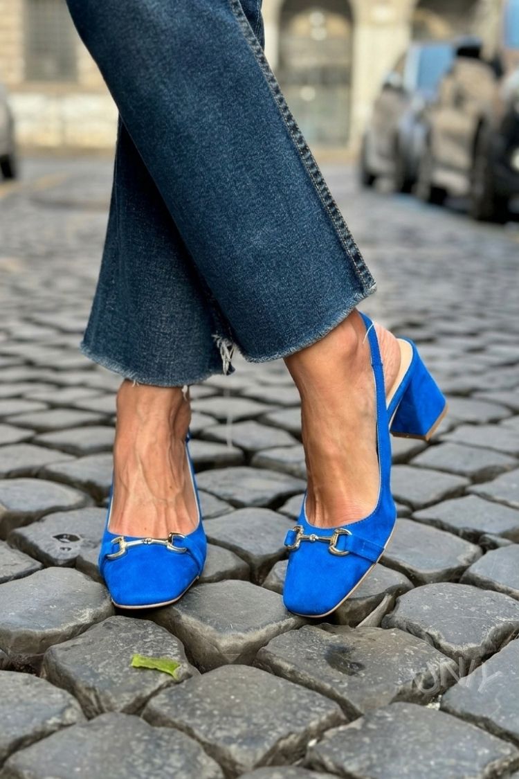 Tacones de bloque slingback de ante oliva