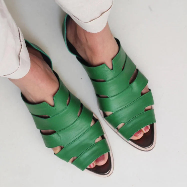 Bailarinas cut-out peep toe slip-on casual en punta