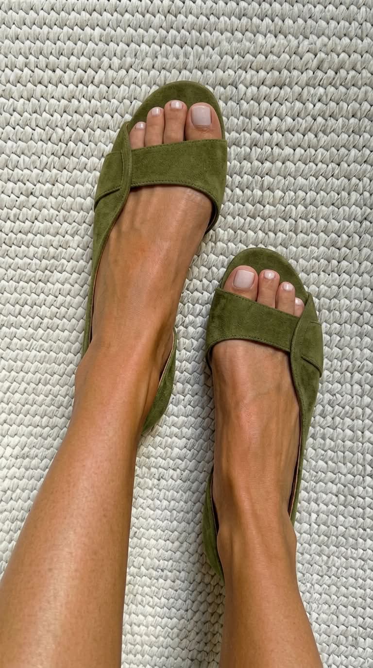 Sandalias slingback de ante casual bajas de punta abierta