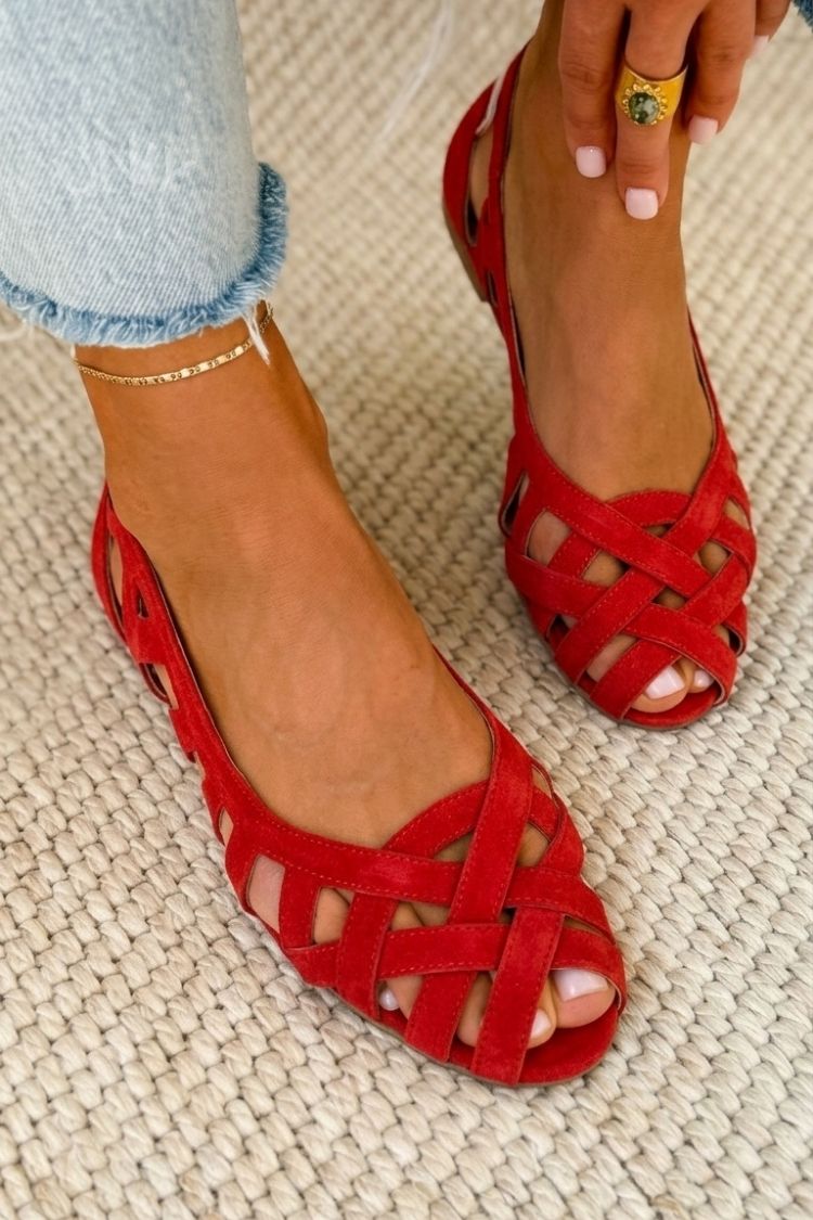 Sandalias de punta abierta trenzadas casual bajas con tiras cruzadas