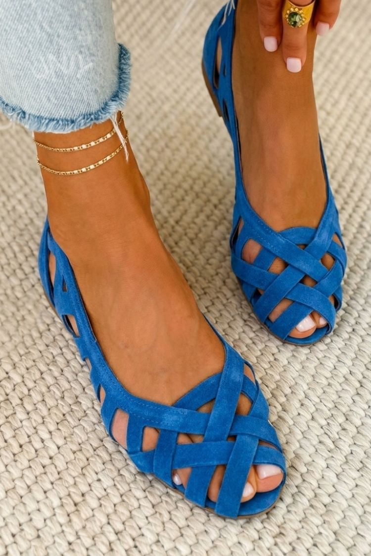 Sandalias de punta abierta trenzadas casual bajas con tiras cruzadas
