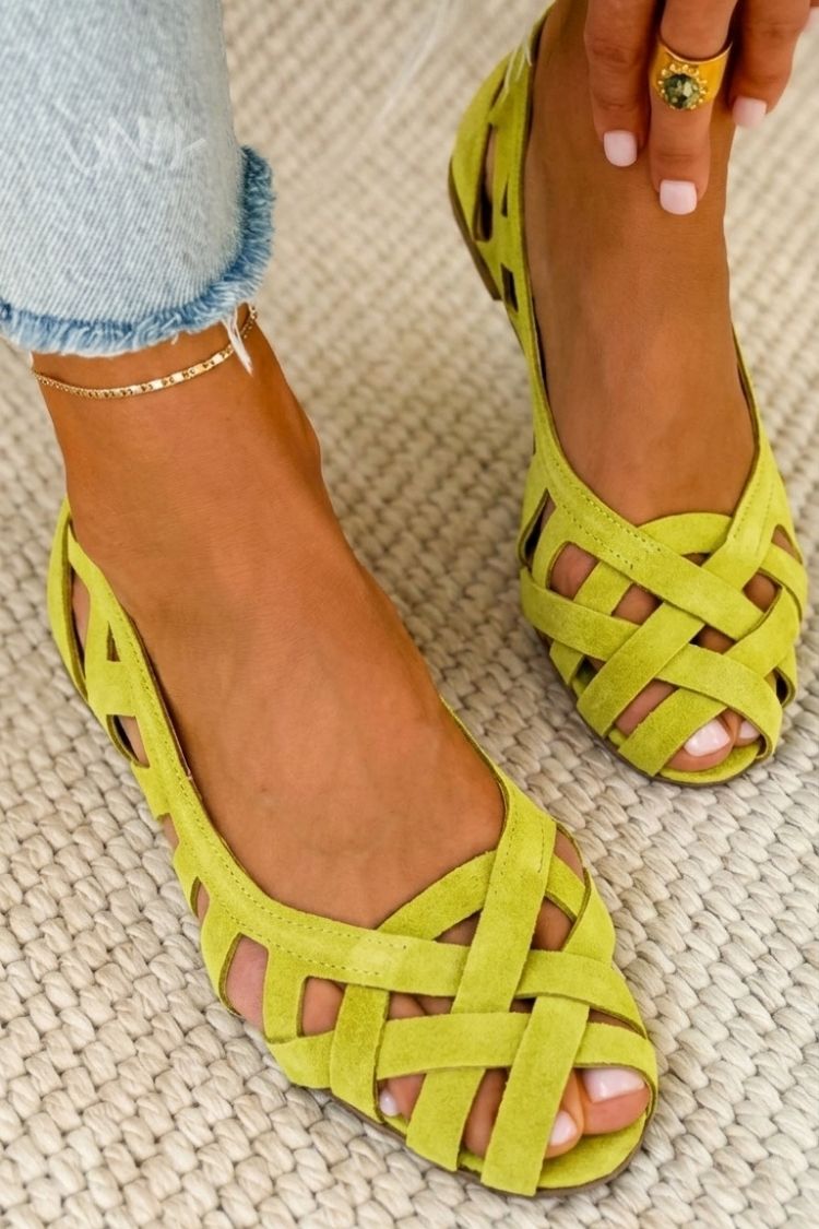 Sandalias de punta abierta trenzadas casual bajas con tiras cruzadas