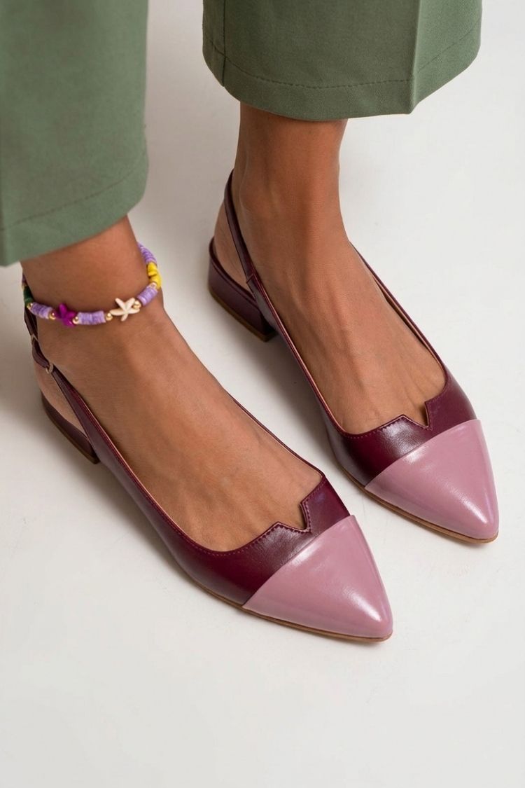 Bailarinas slingback cut-out color block en punta con hebilla