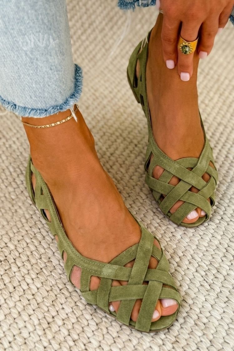 Sandalias de punta abierta trenzadas casual bajas con tiras cruzadas