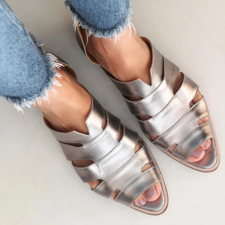 Bailarinas cut-out peep toe slip-on casual en punta