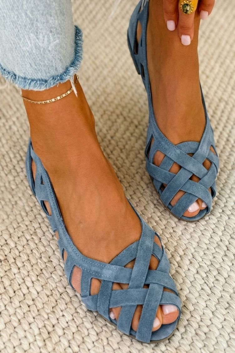 Sandalias de punta abierta trenzadas casual bajas con tiras cruzadas