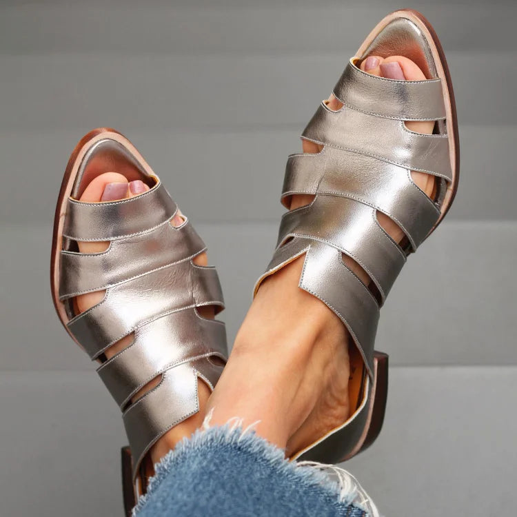 Bailarinas cut-out peep toe slip-on casual en punta