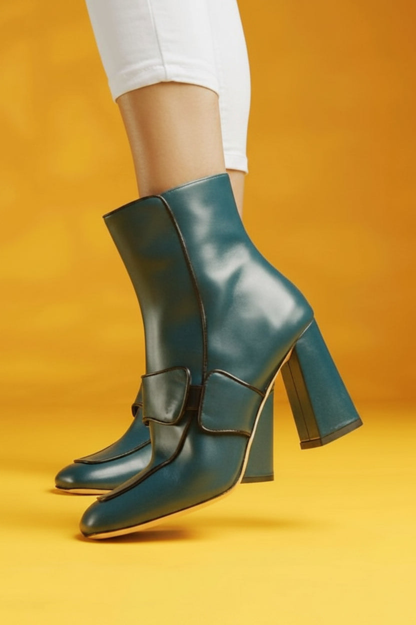 Botines con tacón de bloque