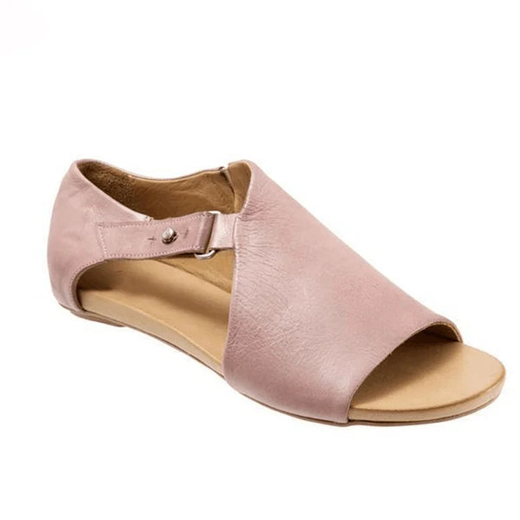 Sandalias cut-out peep toe asimétricas de color liso con tira y hebilla