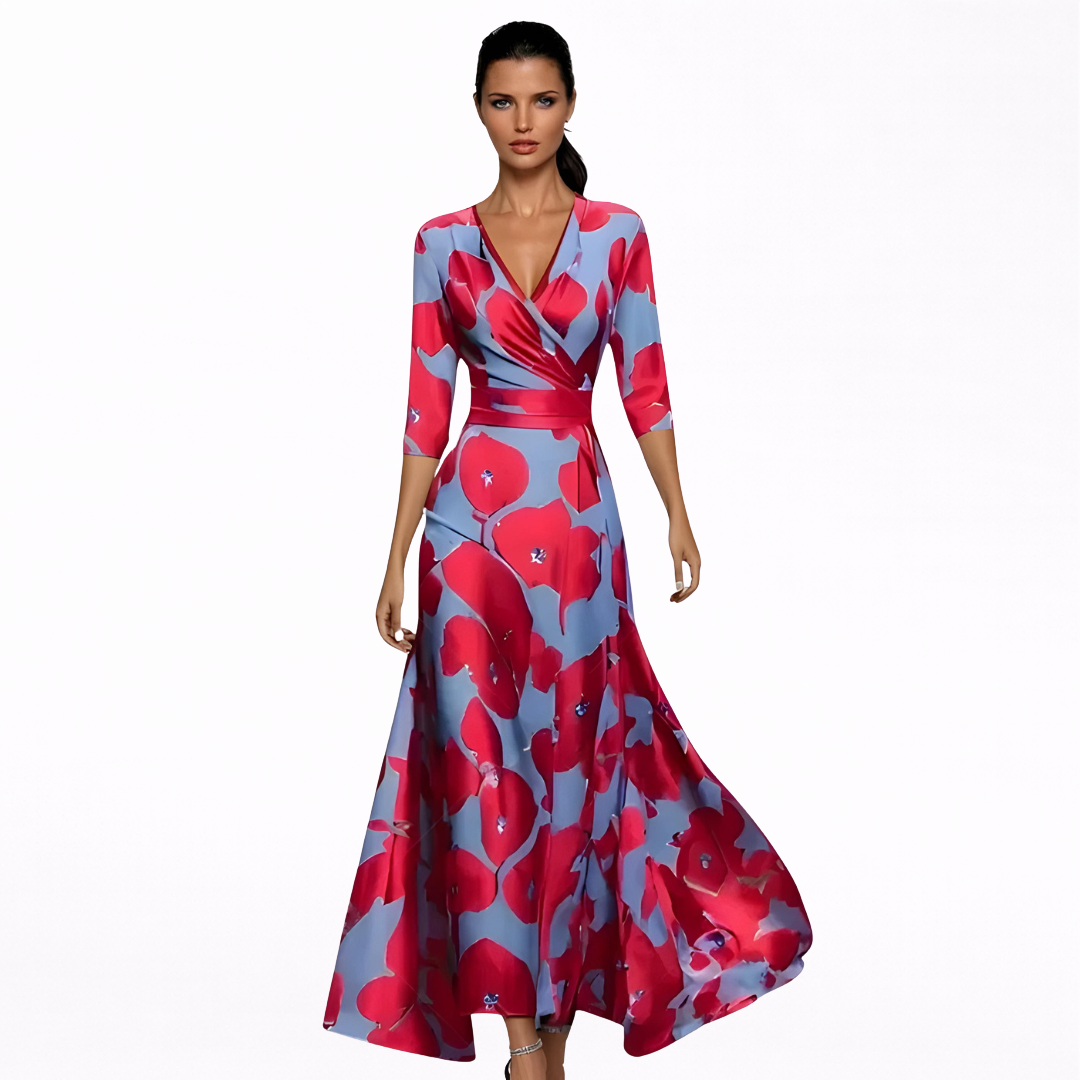 Emili | Elegante vestido largo con estampado floral