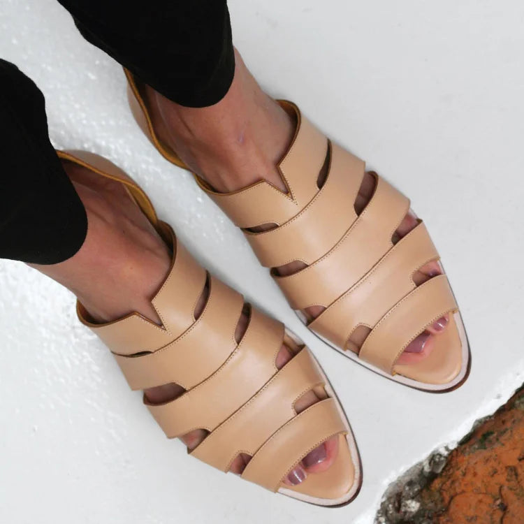 Bailarinas cut-out peep toe slip-on casual en punta