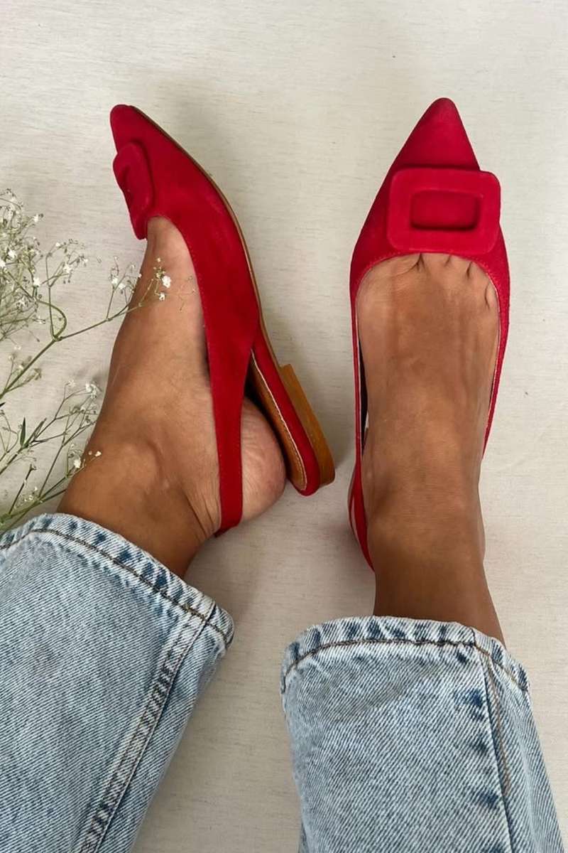 Bailarinas slingback de ante con hebilla