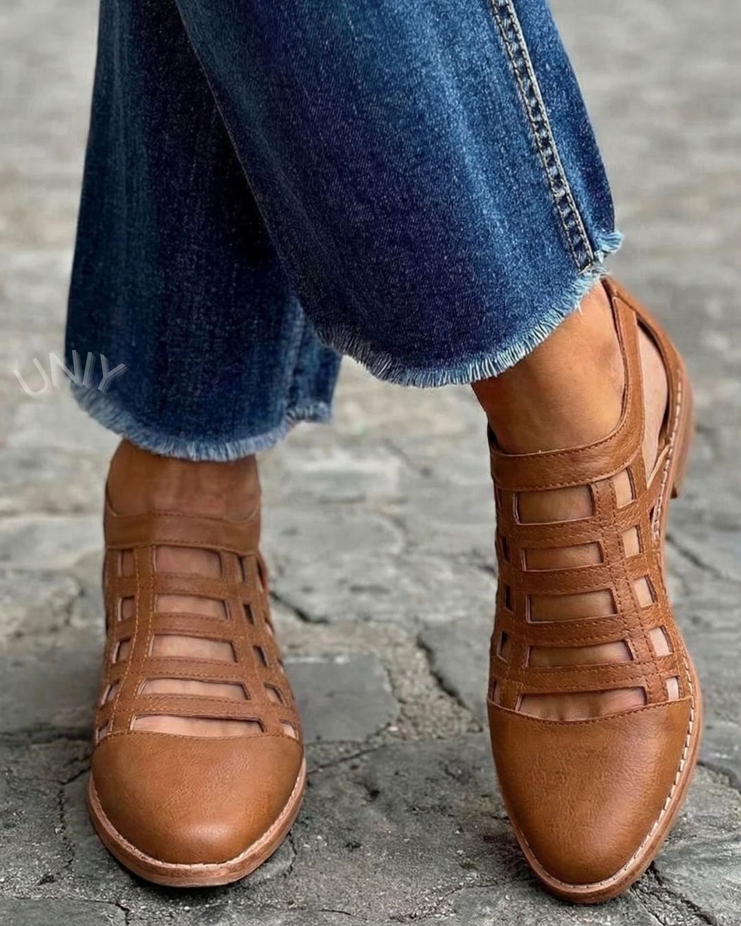 Mocasines trenzados versátiles bajos Marrón en punta