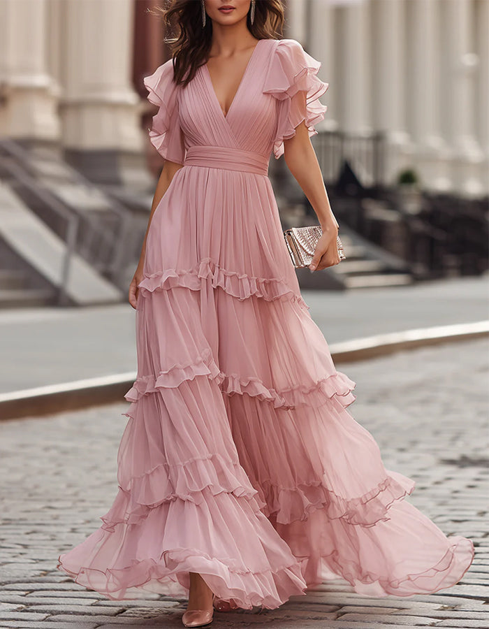 PETAL FLUTTER | VESTIDO MAXI DE GASA