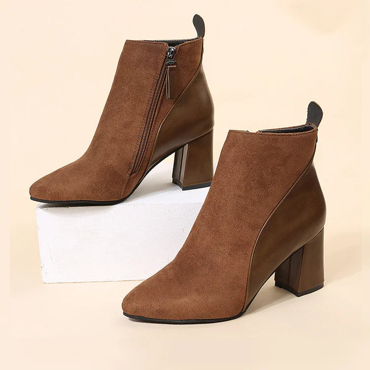 Botines patchwork chunky en punta con cremallera