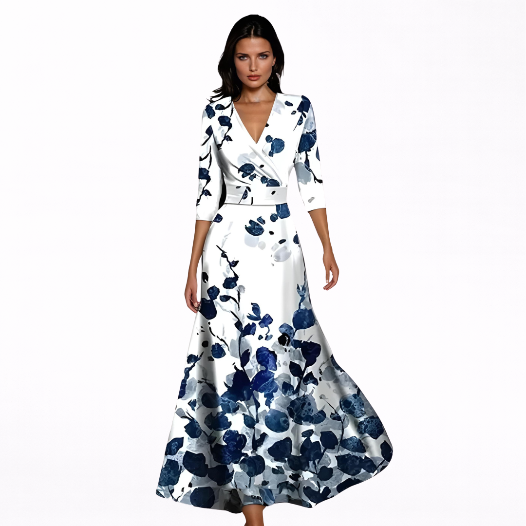 Emili | Elegante vestido largo con estampado floral
