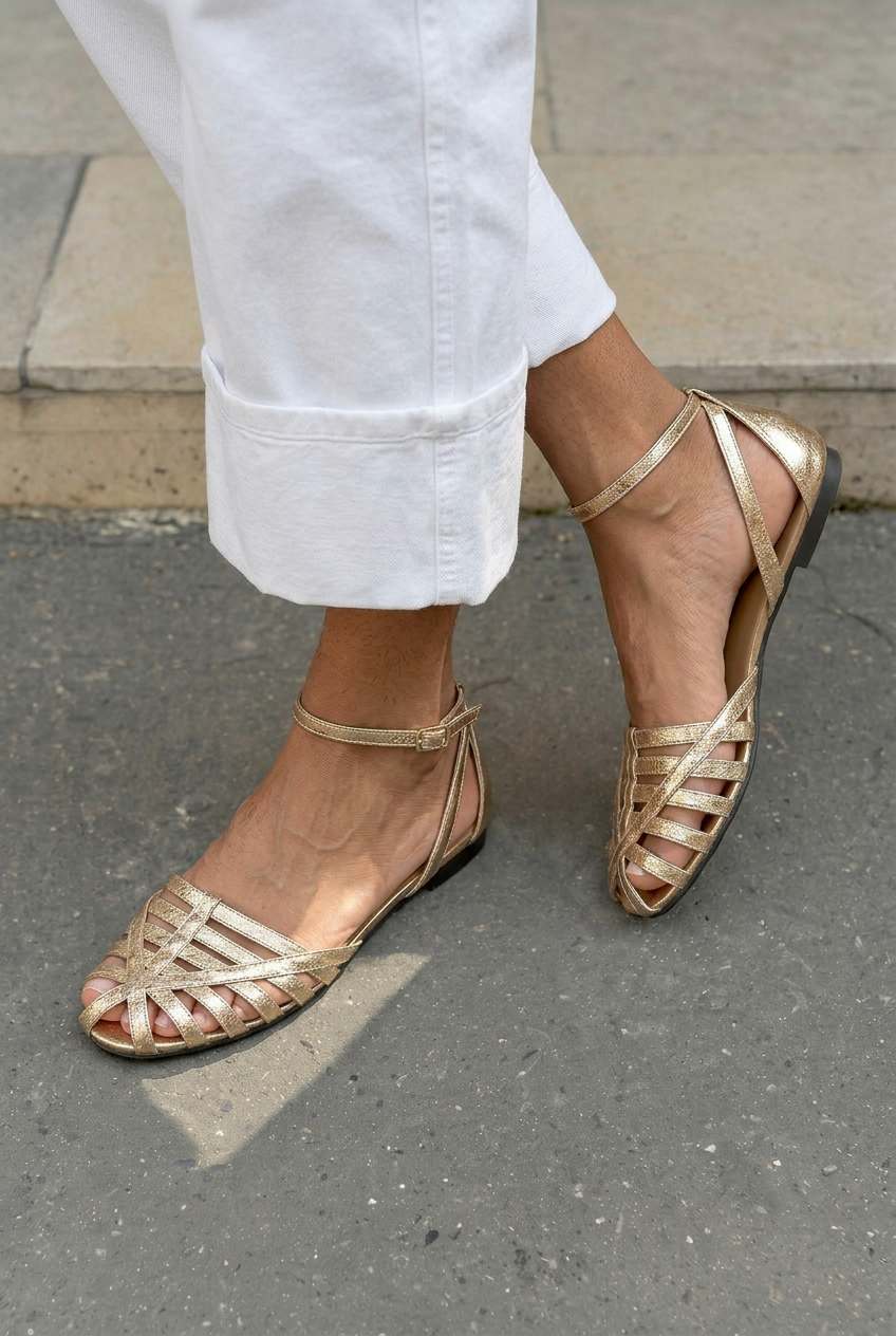 Sandalias trenzadas bajas de punta cerrada con tira al tobillo [Pre-venta]