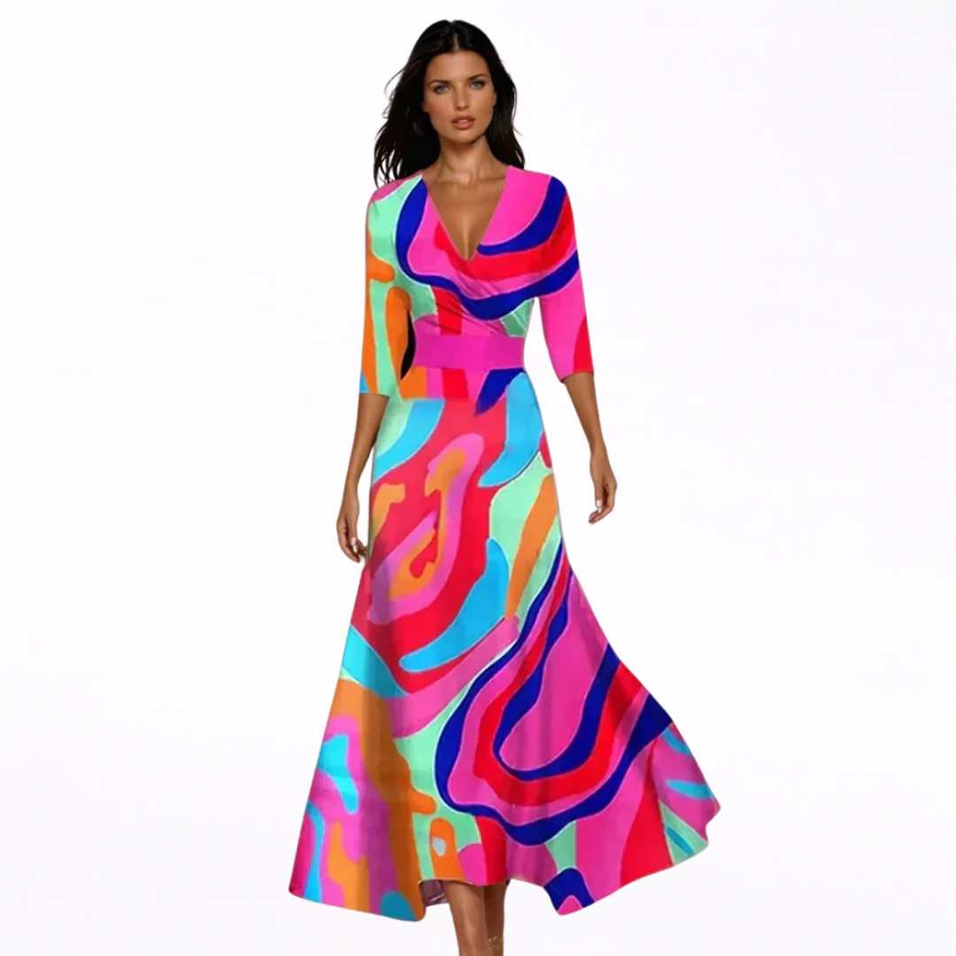Emili | Elegante vestido largo con estampado floral