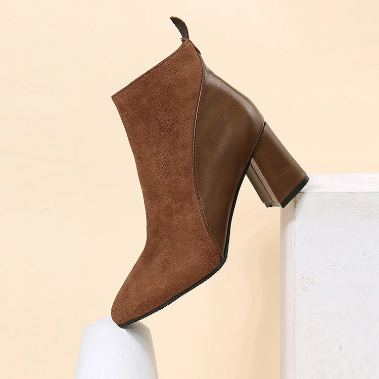 Botines patchwork chunky en punta con cremallera