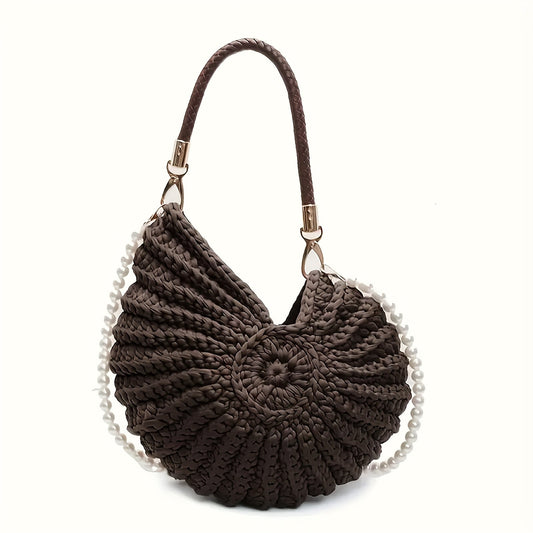 Venere | Bolso Tote Trenzado con Correa de Cadena - Topo
